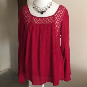 REDUCED! Christmas Red Blouse/ Bell Sleeves